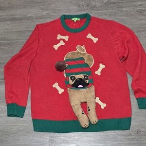 Pug Christmas Sweater Unisex Size Large Men-Women XL